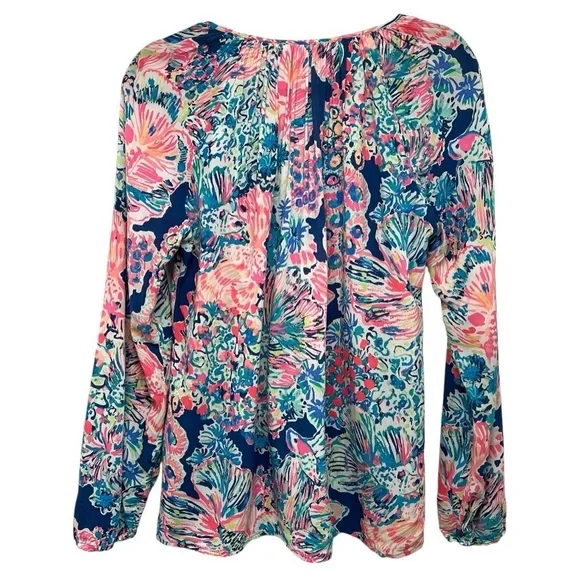 Lilly Pulitzer Sorella Long Sleeve Fish Print Pullover Top Women’s Medium - Picture 4 of 12